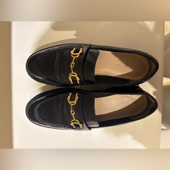Stuart Weitzman Shoes - Stuart Weitzman Black Loafers with Gold Accents